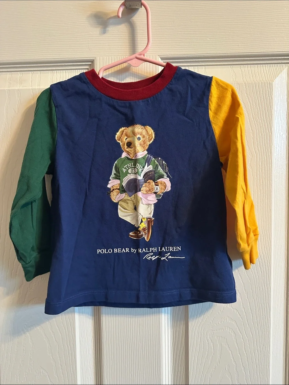 Polo by Ralph Lauren Navy Colorblock Polo Bear Long-Sleeve Tee